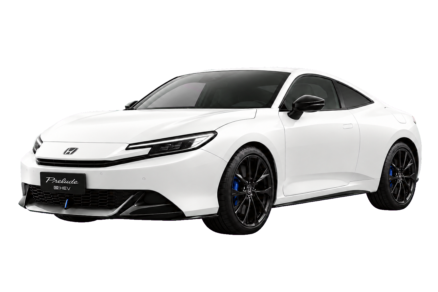 Honda Prelude e:HEV blanche, vue de trois-quarts avant